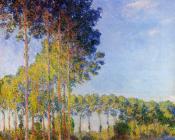 克劳德 莫奈 : Poplars on the Banks of the River Epte, Seen from the Marsh